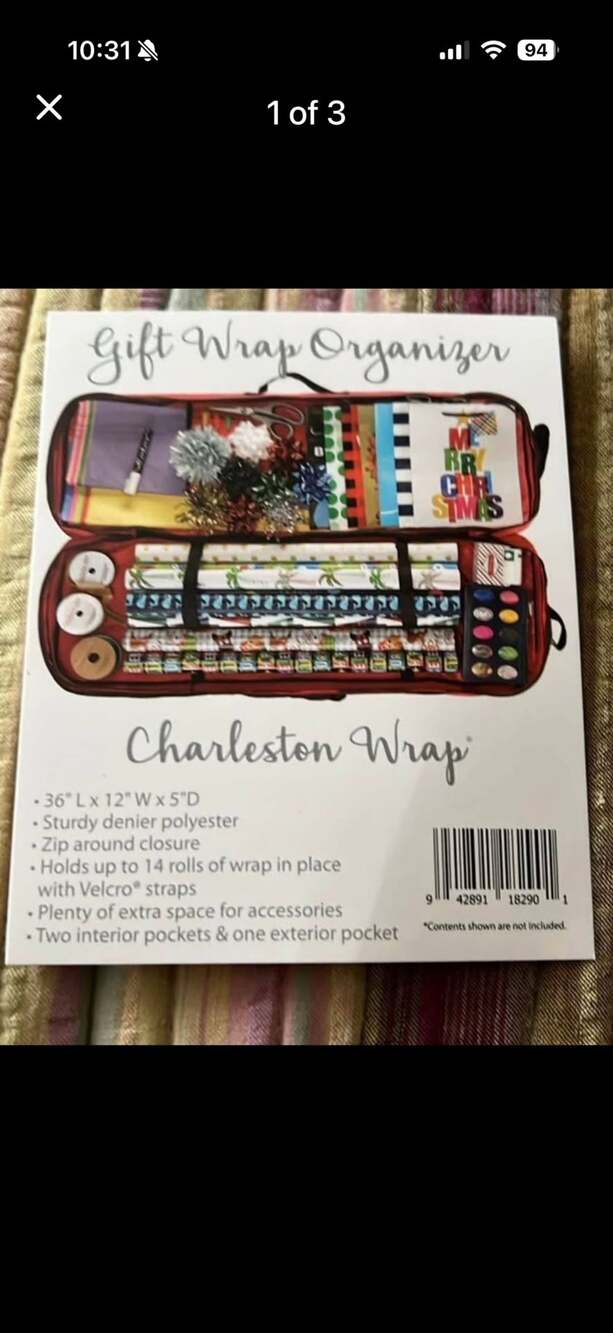 Charleston Wrap Gift Wrap Organizer Red Polyester Storage Bag